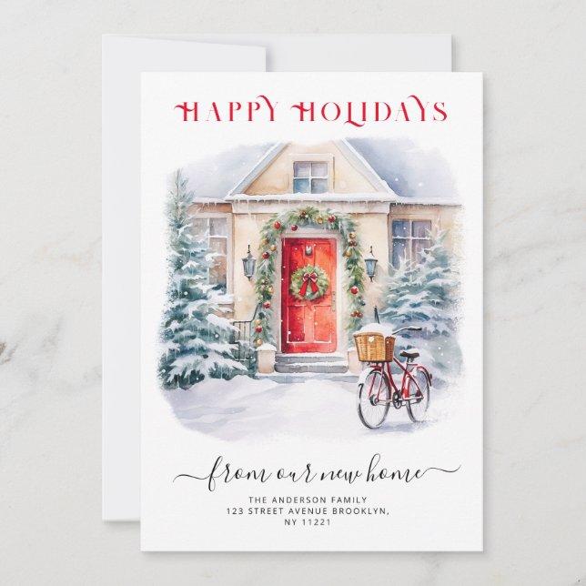 Cartes Pour Fêtes Annuelles Joyeuses vacances nouvelle maison déménagement fai (Devant)