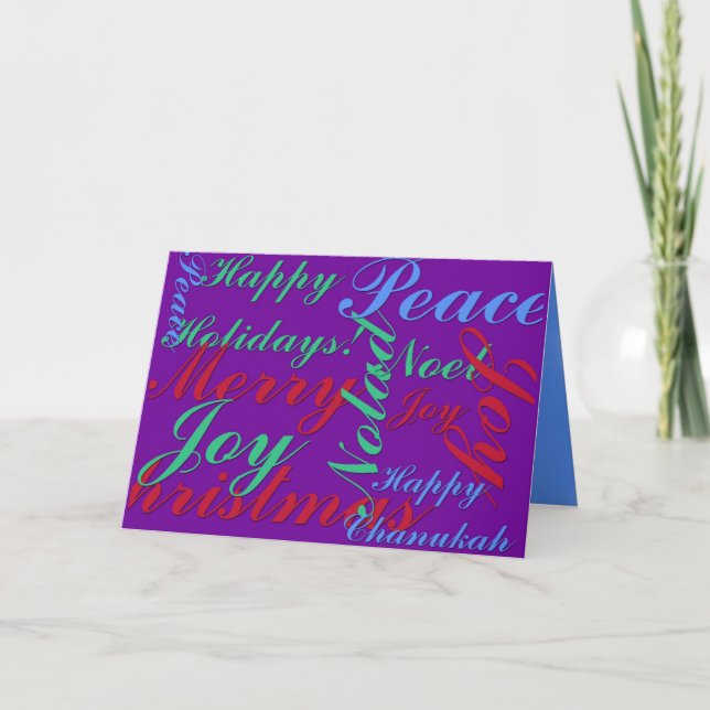 Cartes Pour Fêtes Annuelles Joyeuses vacances Paix Joy Noel Joyeux Noël (Devant)