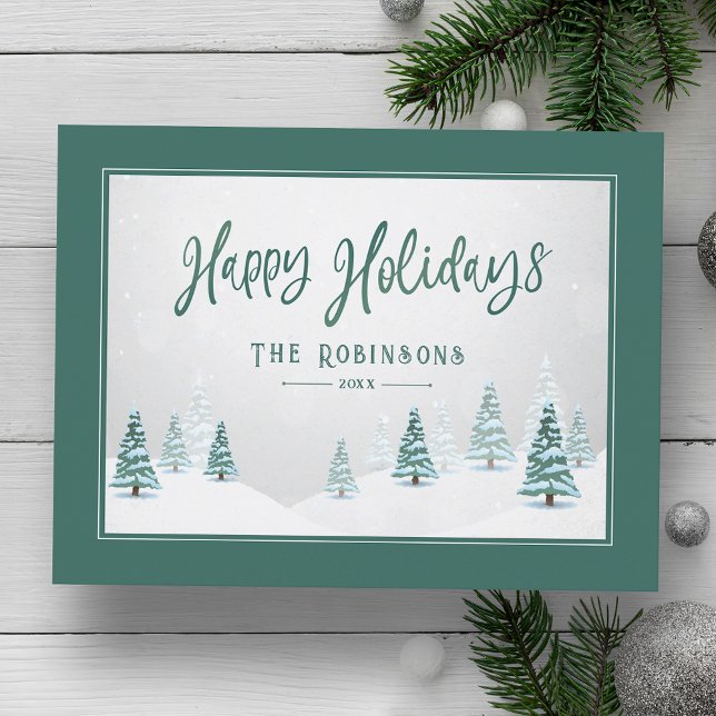 Cartes Pour Fêtes Annuelles Joyeuses Vacances Pays Élégant Épinette d'hiver (Créateur téléchargé)