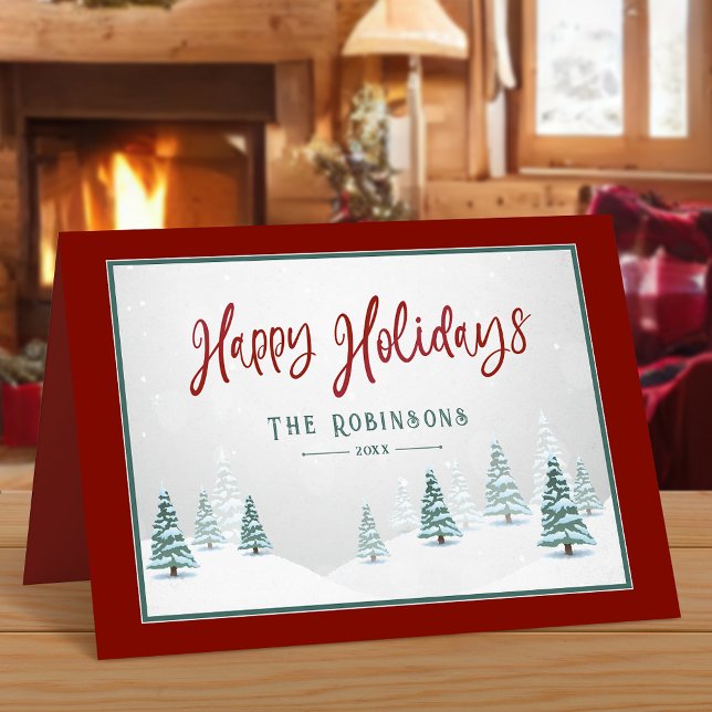 Cartes Pour Fêtes Annuelles Joyeuses Vacances Pays Élégant Épinette d'hiver (Available in high quality print or digital download for quick text messaging, email or self print.)