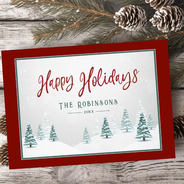 Cartes Pour Fêtes Annuelles Joyeuses Vacances Pays Élégant Scène d'Art d'hiver (Available in high quality print or digital download for quick text messaging, email or self print.)