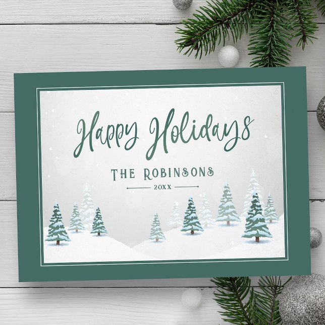 Cartes Pour Fêtes Annuelles Joyeuses Vacances Pays Élégant Scène d'Art d'hiver (Available in high quality print or digital download for quick text messaging, email or self print.)