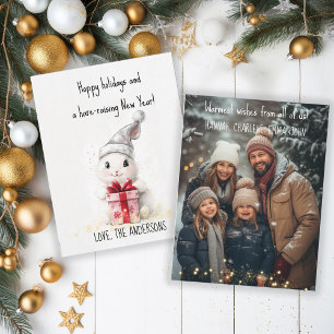 Cartes Pour Fêtes Annuelles Joyeuses vacances Photo hiver Lapin Noël