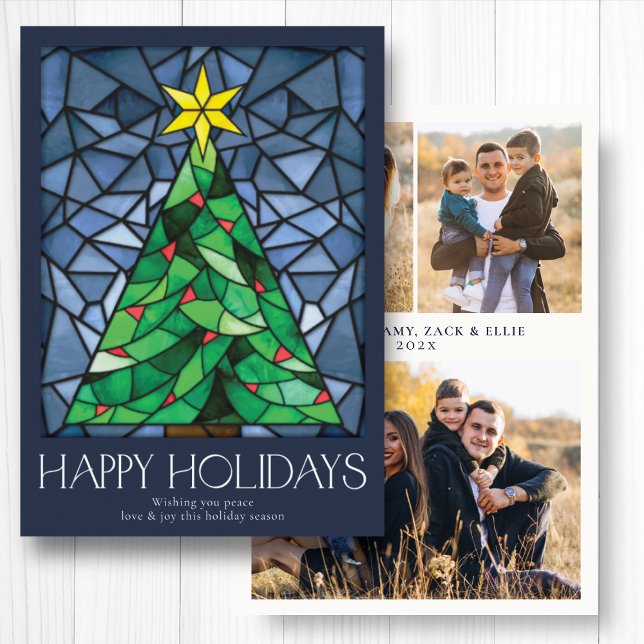 Cartes Pour Fêtes Annuelles Joyeuses vacances Photo Retro Navy (Créateur téléchargé)