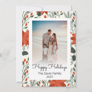 Cartes Pour Fêtes Annuelles Joyeuses vacances Poinsettia Famille de Noël Photo