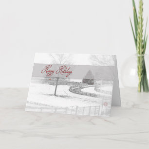Cartes Pour Fêtes Annuelles Joyeuses vacances - Ranch à cheval - Scène de neig