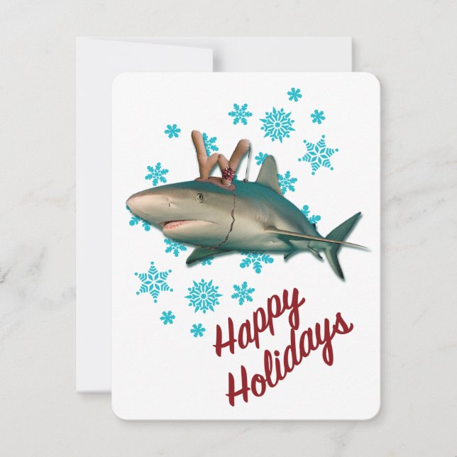 Cartes Pour Fêtes Annuelles Joyeuses vacances Reindeer Shark (Devant)