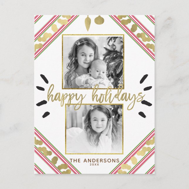 Cartes Pour Fêtes Annuelles Joyeuses Vacances Rouge Blanc Vert Trappes Photo (Devant)