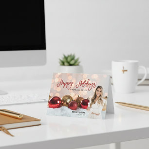 Cartes Pour Fêtes Annuelles Joyeuses Vacances Rouge Gold Real Estate Realtor P
