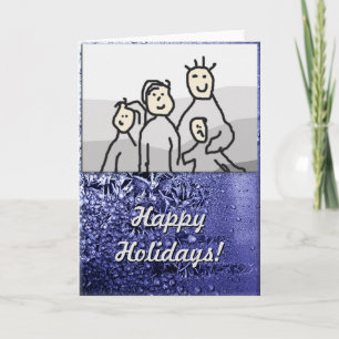 Cartes Pour Fêtes Annuelles Joyeuses vacances saisonnières Bleu avec photo