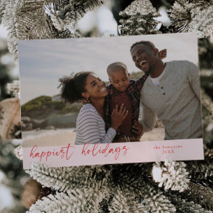 Cartes Pour Fêtes Annuelles Joyeuses vacances Script rose de Noël Photo