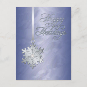 Cartes Pour Fêtes Annuelles Joyeuses vacances Silver Snowflake Blue Foil