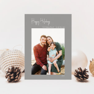 Cartes Pour Fêtes Annuelles Joyeuses Vacances Silver Vertical Simple Photo