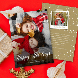 Cartes Pour Fêtes Annuelles Joyeuses vacances Simple Script blanc Photo modern