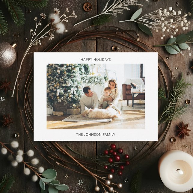 Cartes Pour Fêtes Annuelles Joyeuses Vacances Simple Une Photo (Créateur téléchargé)