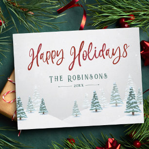 Cartes Pour Fêtes Annuelles Joyeuses Vacances Style Rustique Pays Arbres d'hiv