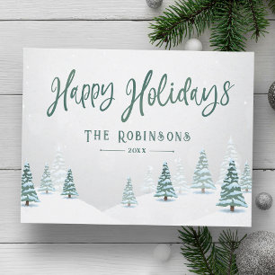 Cartes Pour Fêtes Annuelles Joyeuses Vacances Style Rustique Pays Arbres d'hiv