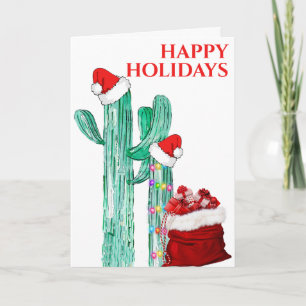 Cartes Pour Fêtes Annuelles Joyeuses Vacances Sud-Ouest Saguaro Cactus