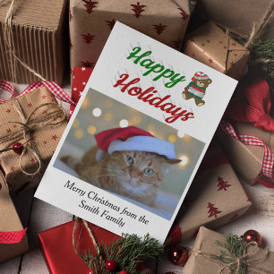 Cartes Pour Fêtes Annuelles Joyeuses vacances Teddy Bear Noël script photo