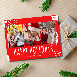 Cartes Pour Fêtes Annuelles Joyeuses vacances Trois photos Noël de famille