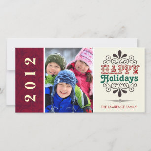 Cartes Pour Fêtes Annuelles Joyeuses vacances Typographie rétro Photocartes