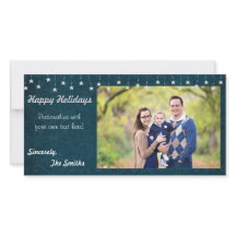 Joyeuses Vacances Vintage Étoile Lumières Bleu 8x4