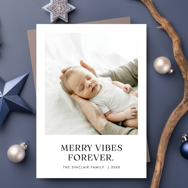 Cartes Pour Fêtes Annuelles Joyeuses Vibes pour bébé photo Noël (Créateur téléchargé)