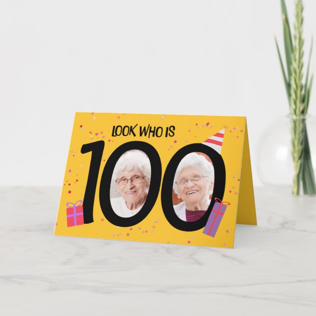 Cartes Pour Fêtes Annuelles Joyeux 100e anniversaire Big 100 image cadre (Devant)