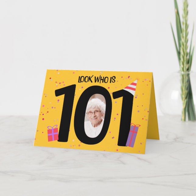 Cartes Pour Fêtes Annuelles Joyeux 101e anniversaire Big 101 cadre photo (Devant)