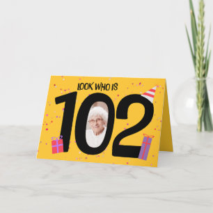 Cartes Pour Fêtes Annuelles Joyeux 102e anniversaire Big 102 cadre photo