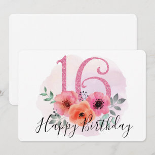 Cartes Pour Fêtes Annuelles Joyeux 16ème anniversaire