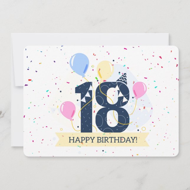 Cartes Pour Fêtes Annuelles Joyeux 18ème anniversaire (Devant)