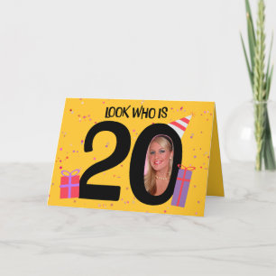 Cartes Pour Fêtes Annuelles Joyeux 20e anniversaire Big 20 cadre photo