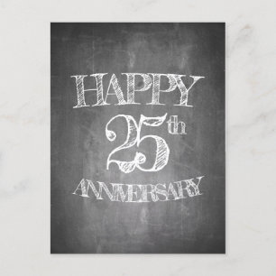 Cartes Pour Fêtes Annuelles Joyeux 25e anniversaire sur tableau craie