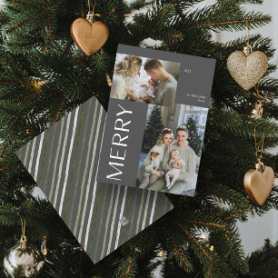 Cartes Pour Fêtes Annuelles Joyeux 2 Photo Collage moderne gris Noël