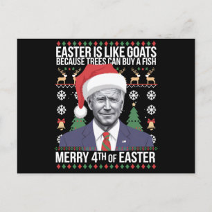 Cartes Pour Fêtes Annuelles Joyeux 4 ème de Pâques Funny Biden Vilain Noël
