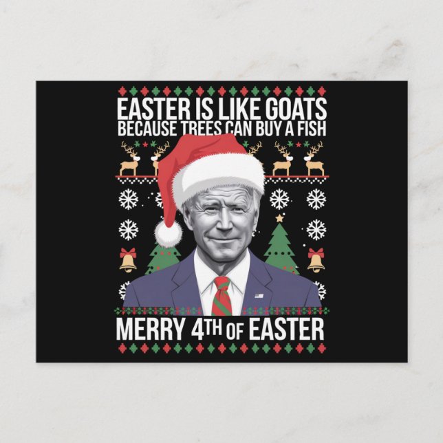 Cartes Pour Fêtes Annuelles Joyeux 4 ème de Pâques Funny Biden Vilain Noël (Devant)