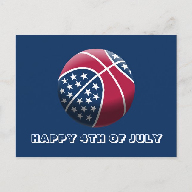 Cartes Pour Fêtes Annuelles Joyeux 4 juillet basket-ball (Devant)
