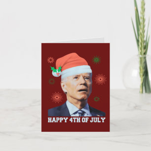 Cartes Pour Fêtes Annuelles Joyeux 4 juillet Biden Noël Chapeau Santa Drôle 