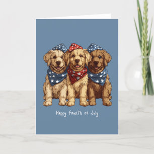 Cartes Pour Fêtes Annuelles Joyeux 4 Juillet Chiens De Rétritrice D'Or