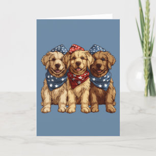 Cartes Pour Fêtes Annuelles Joyeux 4 Juillet Chiens De Rétritrice D'Or