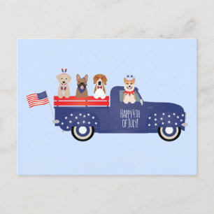 Cartes Pour Fêtes Annuelles Joyeux 4 Juillet Chiens Pickup Camion