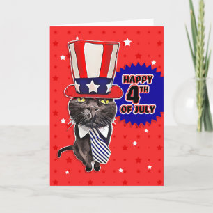 Cartes Pour Fêtes Annuelles Joyeux 4 Juillet Cute Patriotic Chat