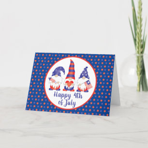 Cartes Pour Fêtes Annuelles Joyeux 4 juillet Gnomes Rouge Blanc Bleu