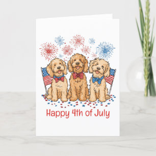 Cartes Pour Fêtes Annuelles Joyeux 4 juillet Goldendoodle Dogs Fireworks