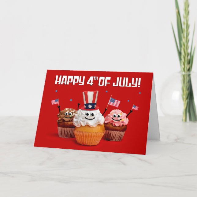 Cartes Pour Fêtes Annuelles Joyeux 4 juillet mignons gâteaux patriotiques (Devant)
