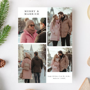 Cartes Pour Fêtes Annuelles Joyeux 4 photos et Noël marié