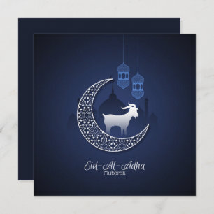 Cartes Pour Fêtes Annuelles Joyeux Aïd Al Adha Moubarak bleu blanc chèvre isla