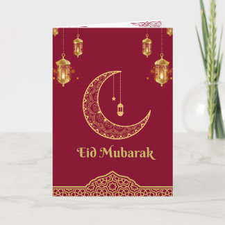 Cartes Pour Fêtes Annuelles Joyeux Aïd el-Moubarak Bourgogne et Croissant d'or