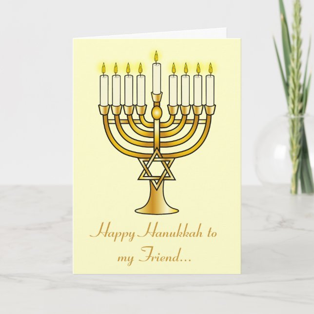 Cartes Pour Fêtes Annuelles Joyeux ami Hanoukka avec Menorah (Devant)